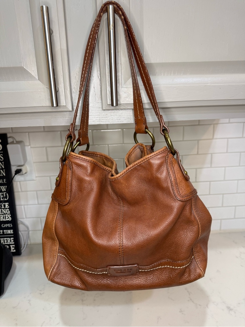 The Sak Cognac Brown Pebbled Leather Shoulder Handbag
